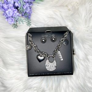 Bebe earring and charm necklace set